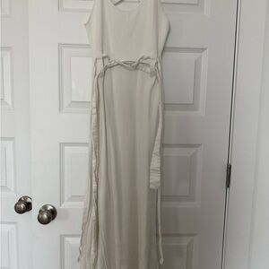 Zara Cream Maxi Dress with Tie Details